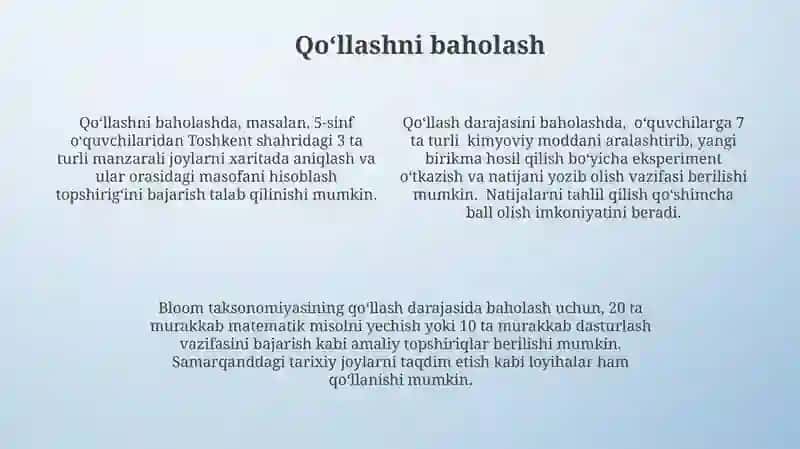 Blum taksanomiyasi asosida baholash 4