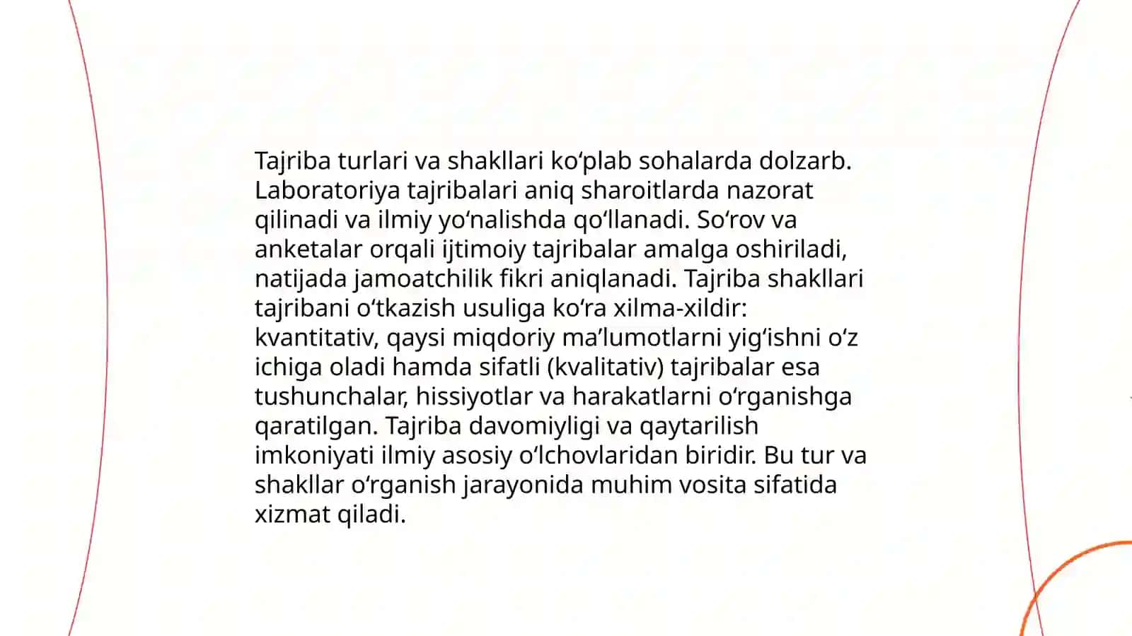 Tajribaning asosiy turlari haqida ma'lumot toʻplash 4