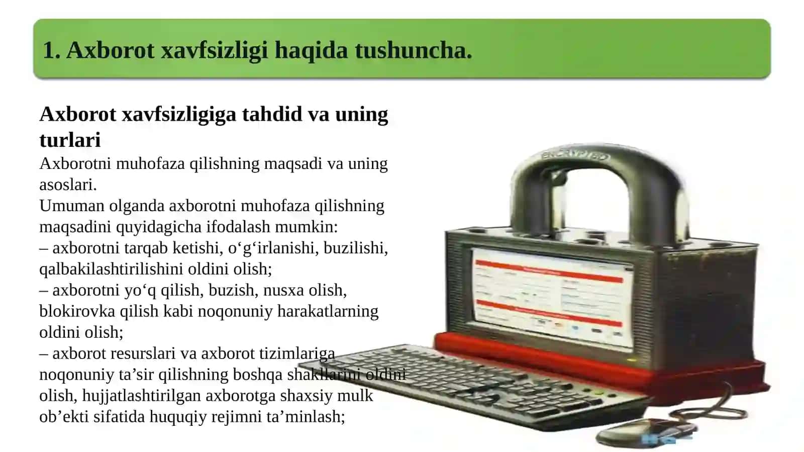 Axborot xavfsizligining huquqiy va tashkiliy ta’minoti 4