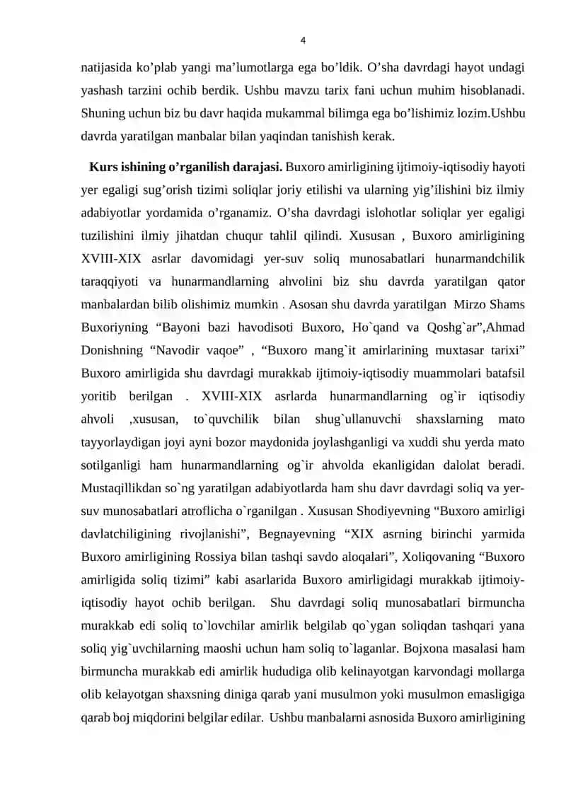 Buxoro amirligida hunarmandchilik va savdo, yerga egalik qilish va soliq munosabatlari 4