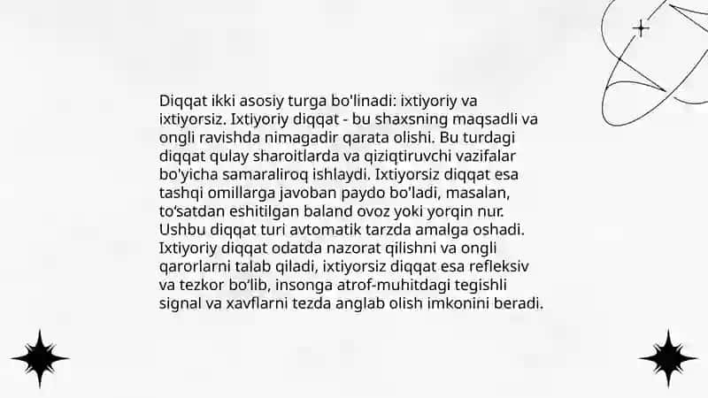 Diqqat xususiyatlari 4