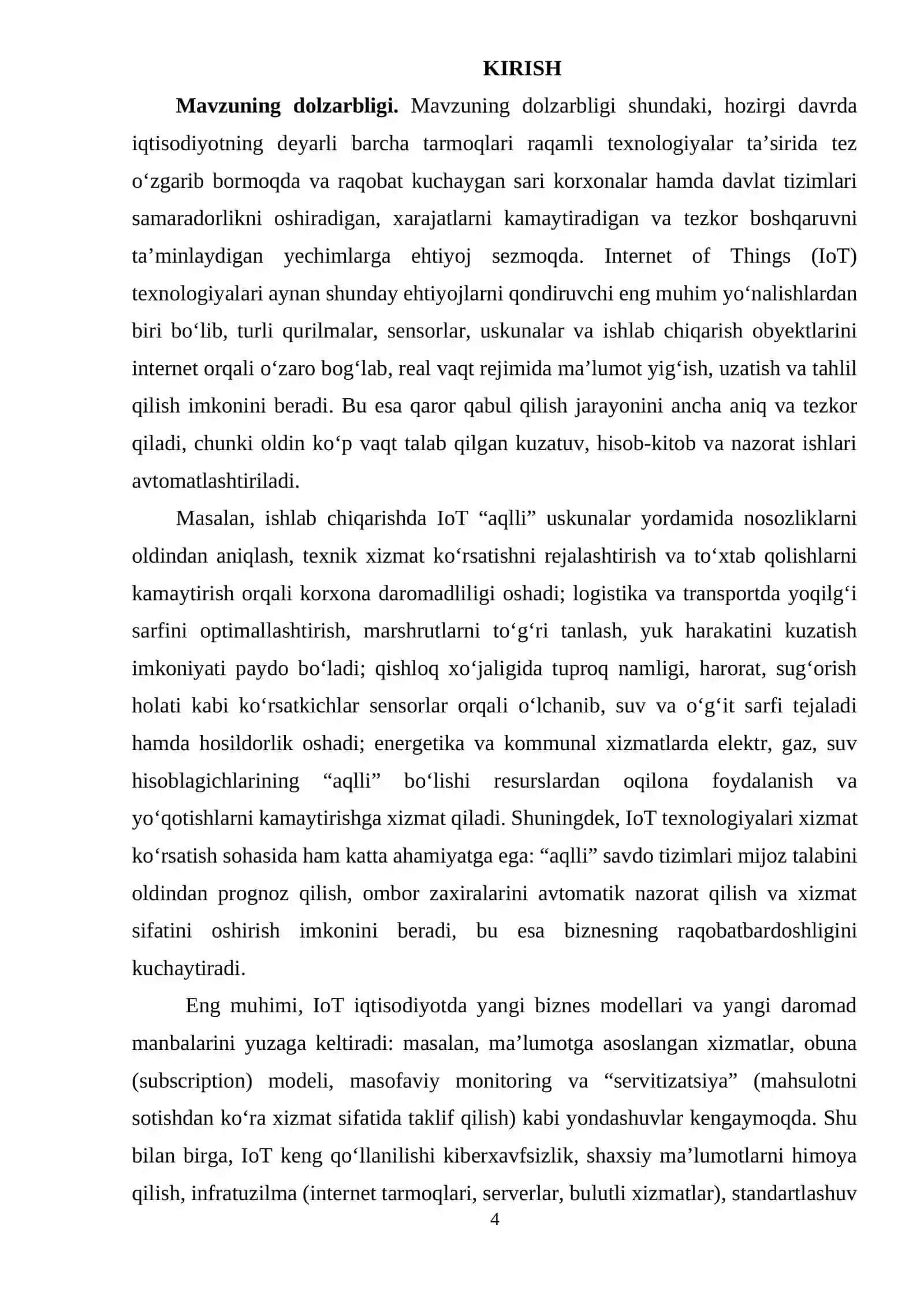 Internet of Things (IoT) texnologiyalarining iqtisodiyotga ta'siri 4