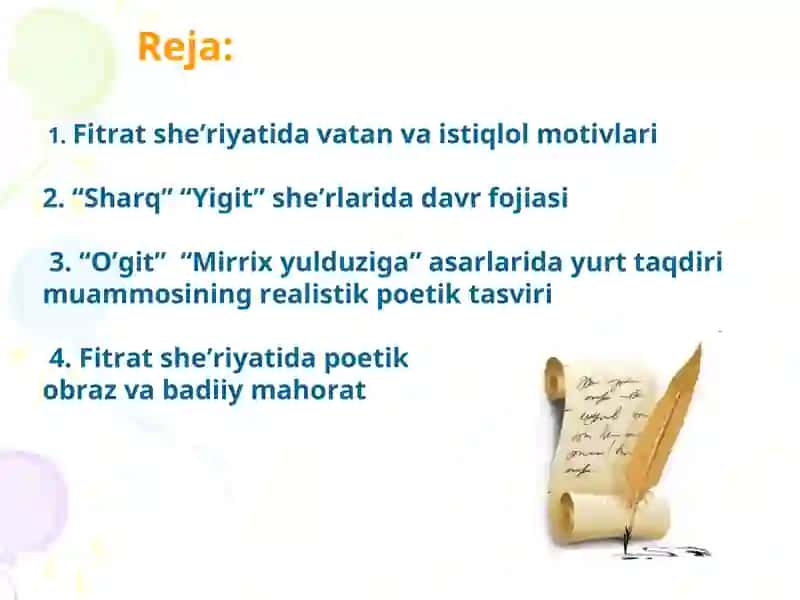 Abdurauf Fitrat (1886-1938) "O’zbek adabiyoti tarixi" fanidan taqdimoti 4