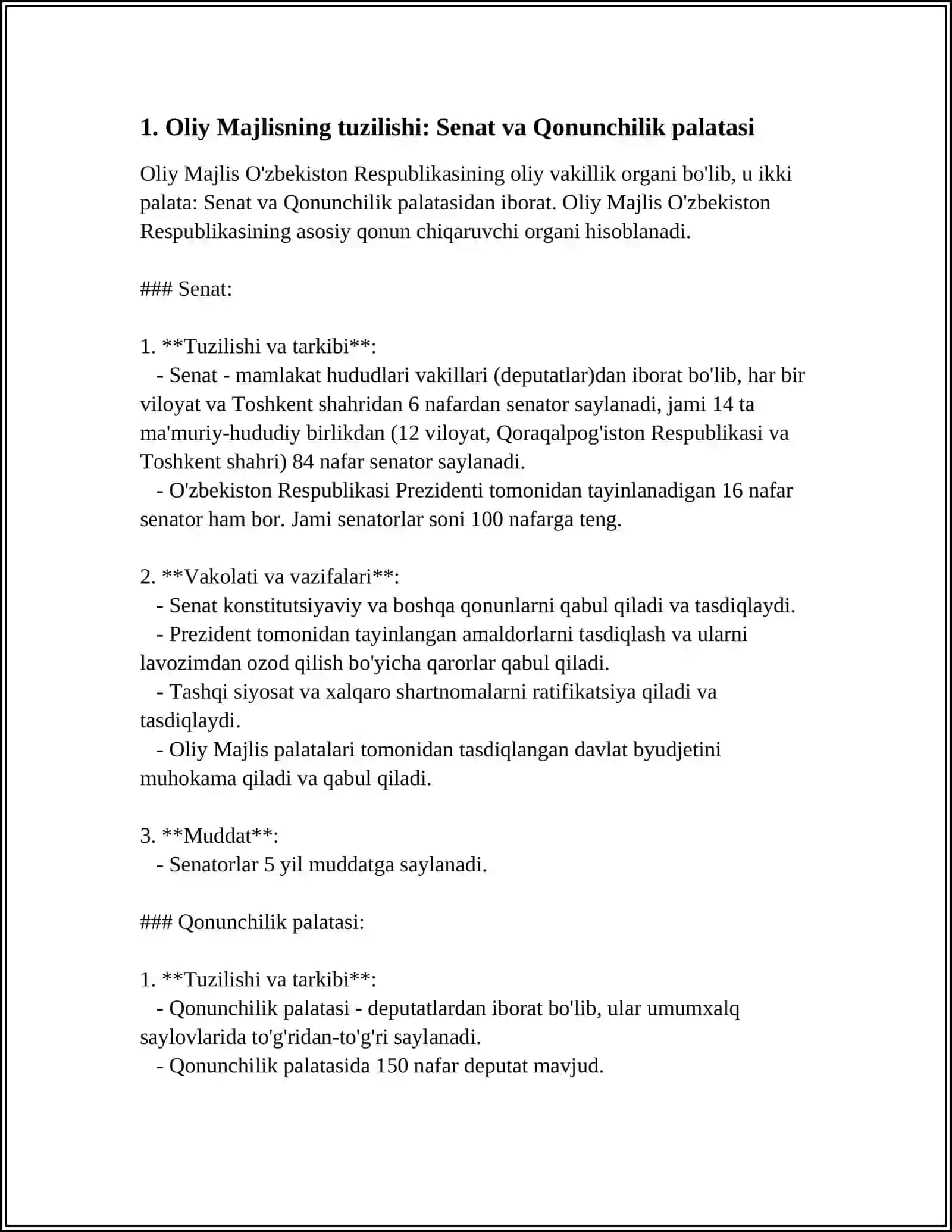 OʻZBEKISTON RESPUBLIKASINING OLIY MAJLISI. IKKI PALATALI PARLAMENT 4