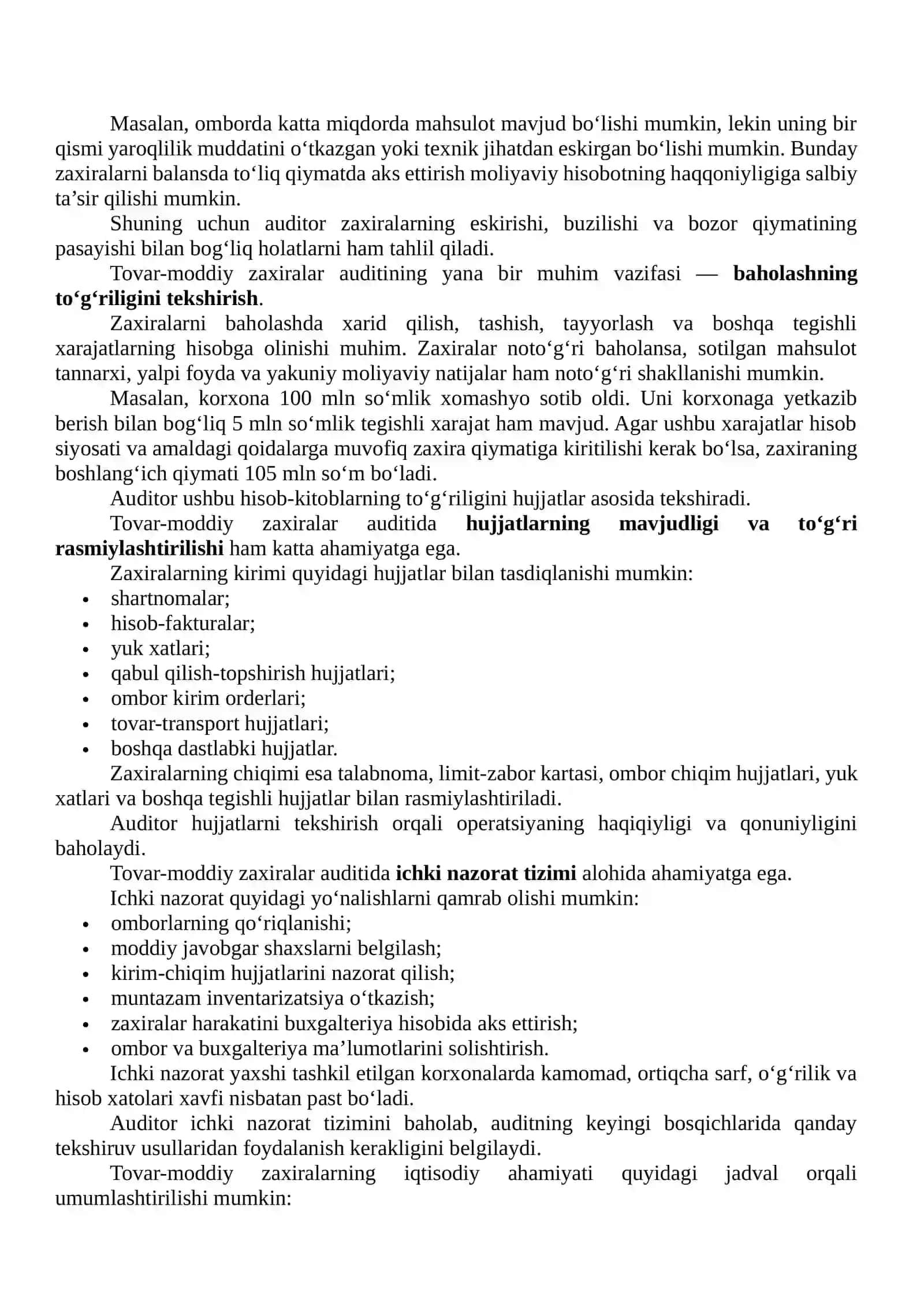 TOVAR-MODDIY ZAXIRALAR AUDITINING MOHIYATI VA AHAMIYATI 4