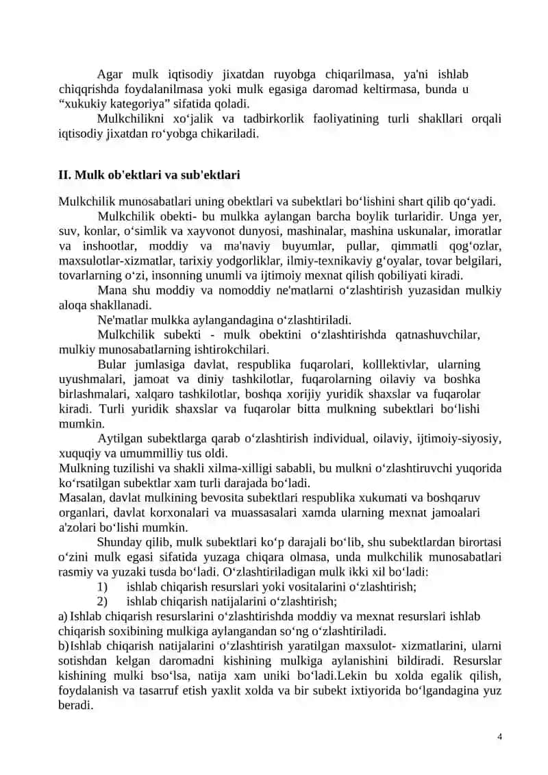 Mulkchilik va xo‘jalik yuritish shakllari 4
