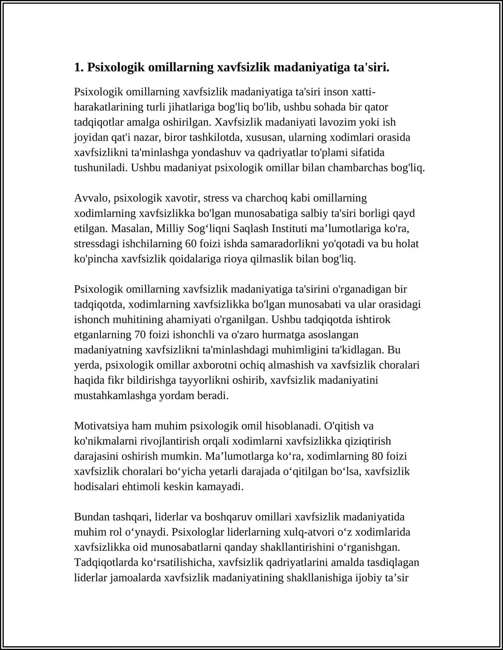 FAOLIYAT XAVFSIZLIGINI TA'MINLASHDA PSIXOLOGIK OMILLARNING AHAMIYATI 4