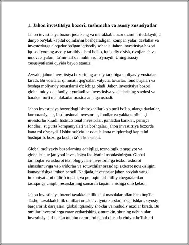 JOXON INVESTITSIYA BOZORI TUSHUNCHASI VA UNING TARKIBI 4