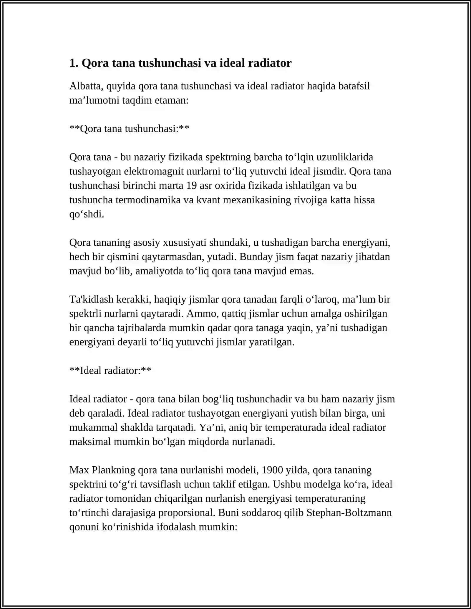 JISMLARNING ISSIQLIK NURLANISHI. ISSIQLIK NURLANISH QONUNLARI 4