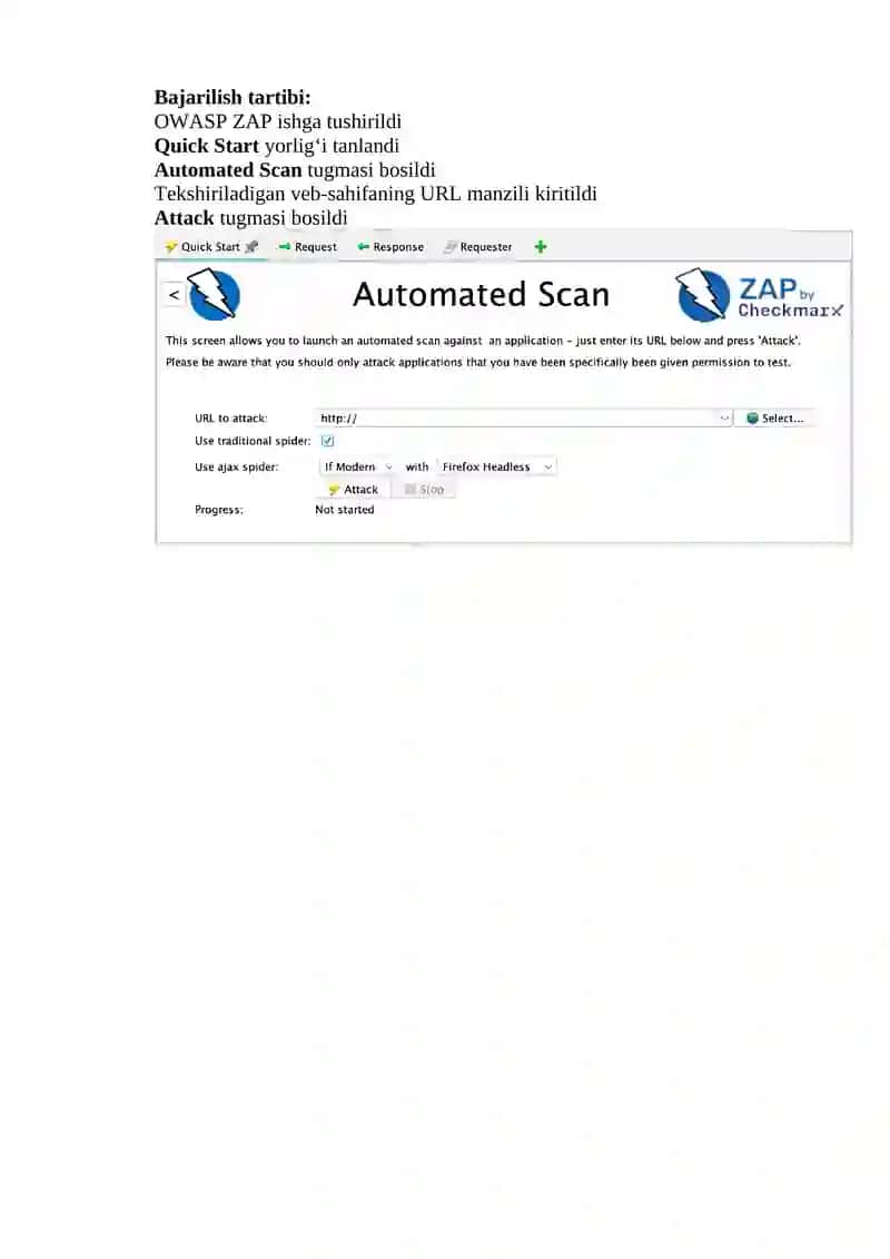OWASP ZAP dasturi yordamida tizimni xavfsizlikka testlash 4