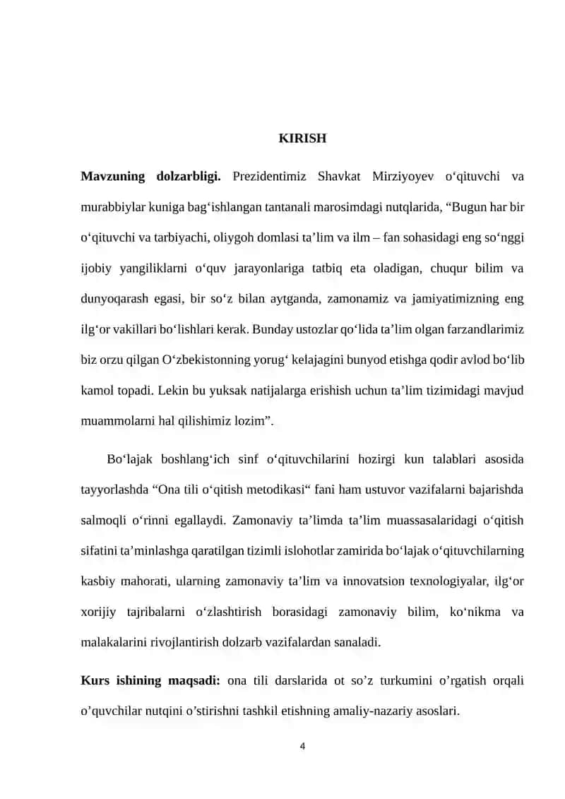 OT SO’Z TURKUMINI O’RGANISH JARAYONIDA O’QUVCHILAR NUTQINI O’STIRISH 4