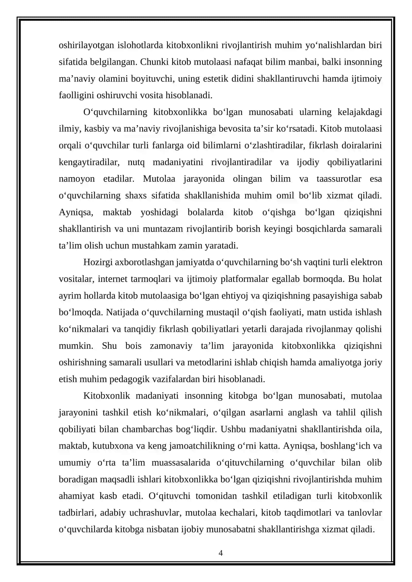 O‘quvchilarning kitobxonlikka bo‘lgan qiziqishlarini takomillashtirish va rivojlantirish usullari 4