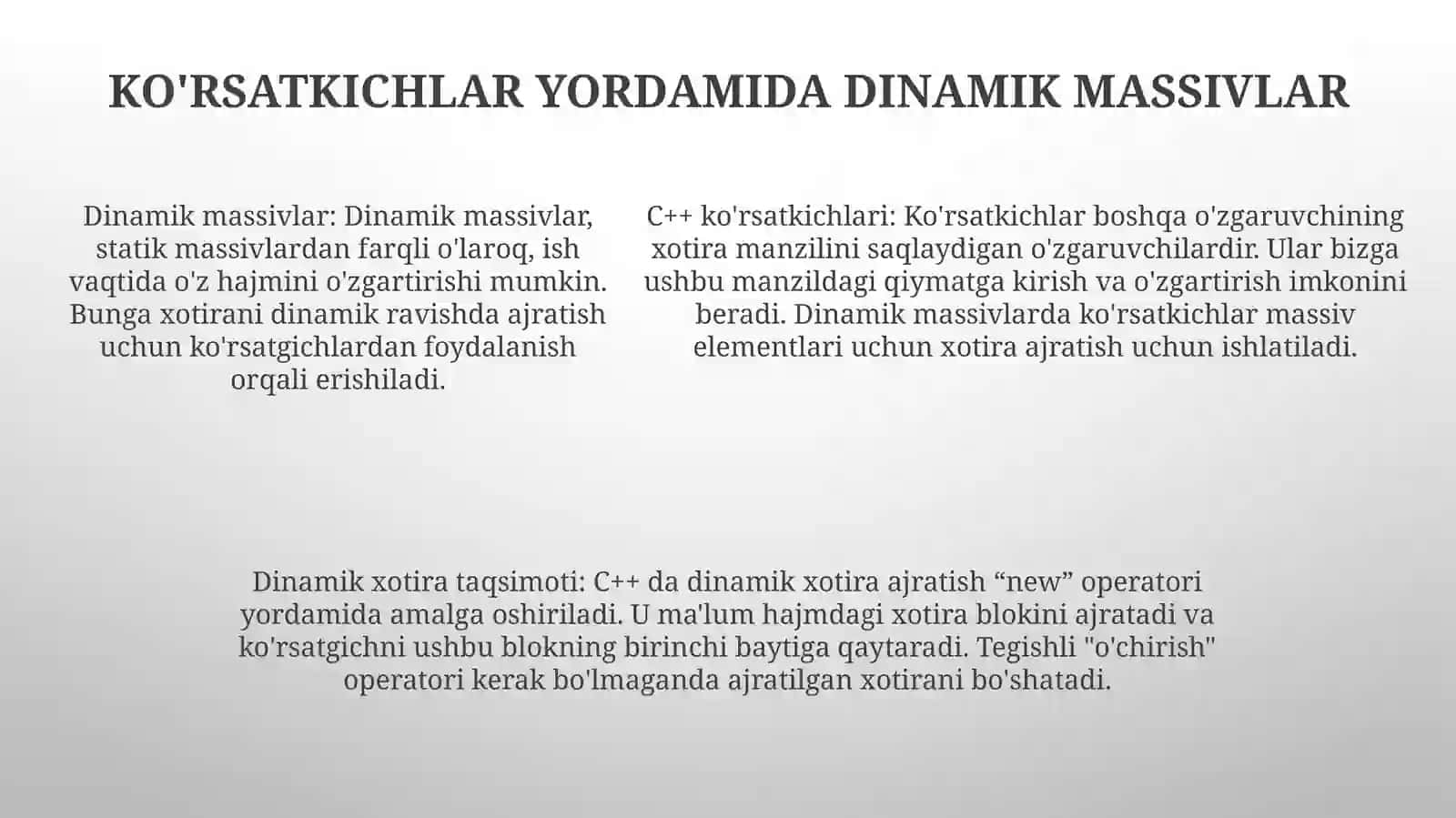 C++ Tilida Ko'Rsatkichlar Va Dinamik Massivlar 4