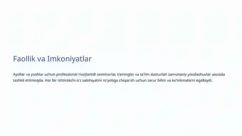 Ayollar va Yoshlar Siyosati: O'zbekistonda Ijtimoiy Taraqqiyot Yo'li 4