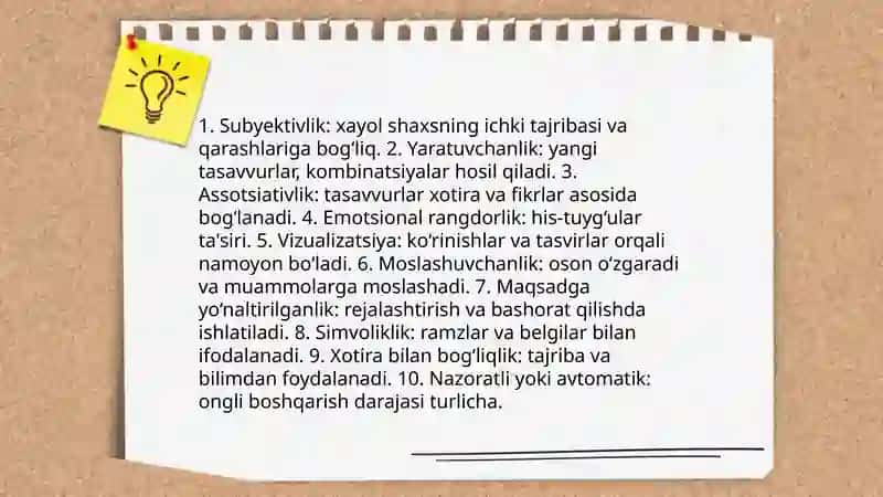 Xayol jarayonlari va Xayol turlari 4