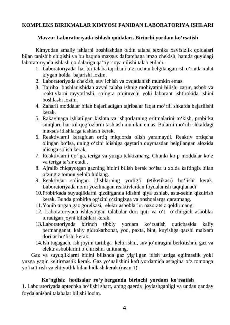 Kompleks birikmalar kimyosi fani uchun o‘quv-uslubiy qo‘llanma 4