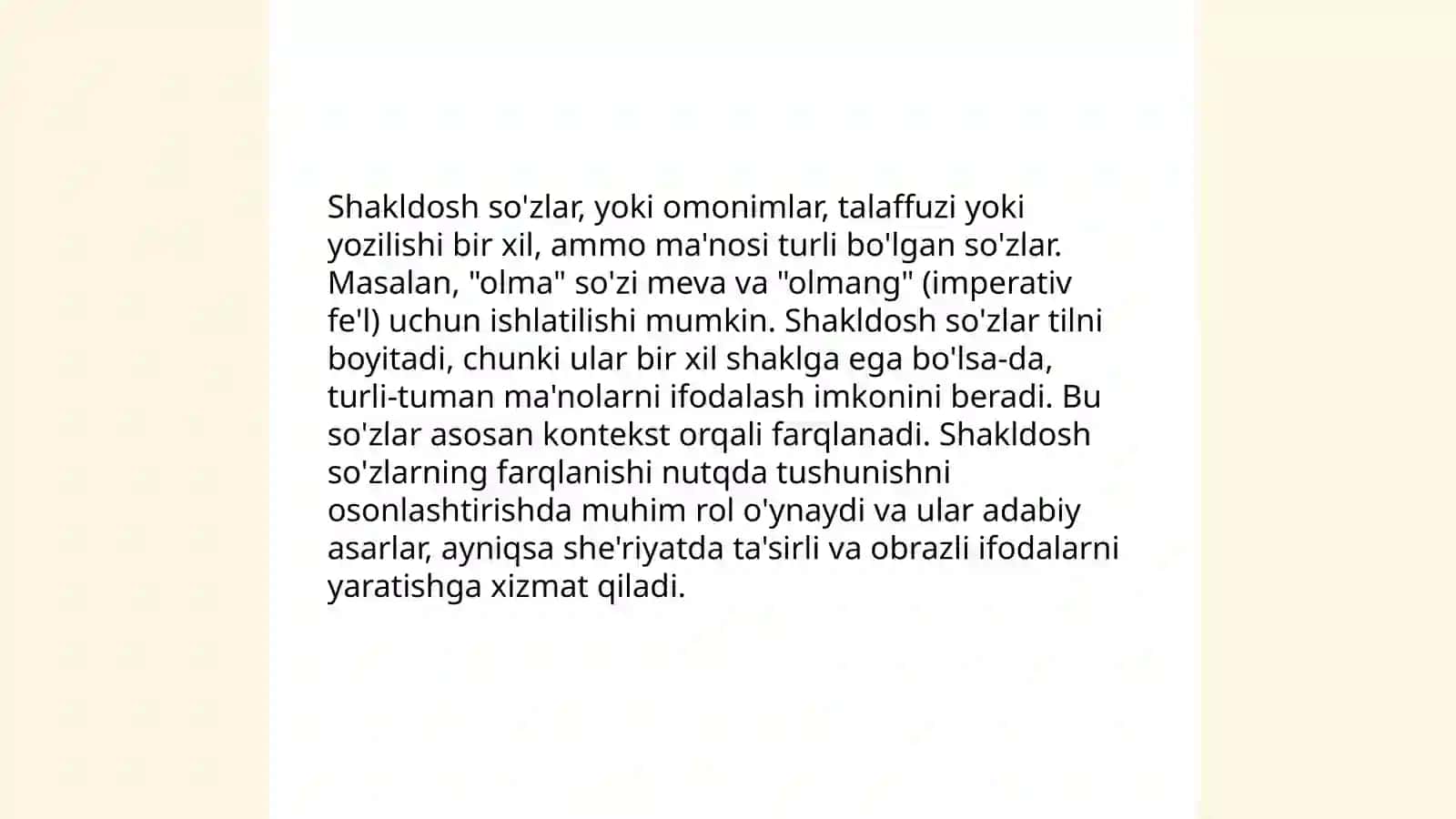 Ma'nodosh so'zlar va shakldosh so'zlar,zid ma'noli so'zlar kup ma'noli so'zlar didaktik material tayyorlash 4