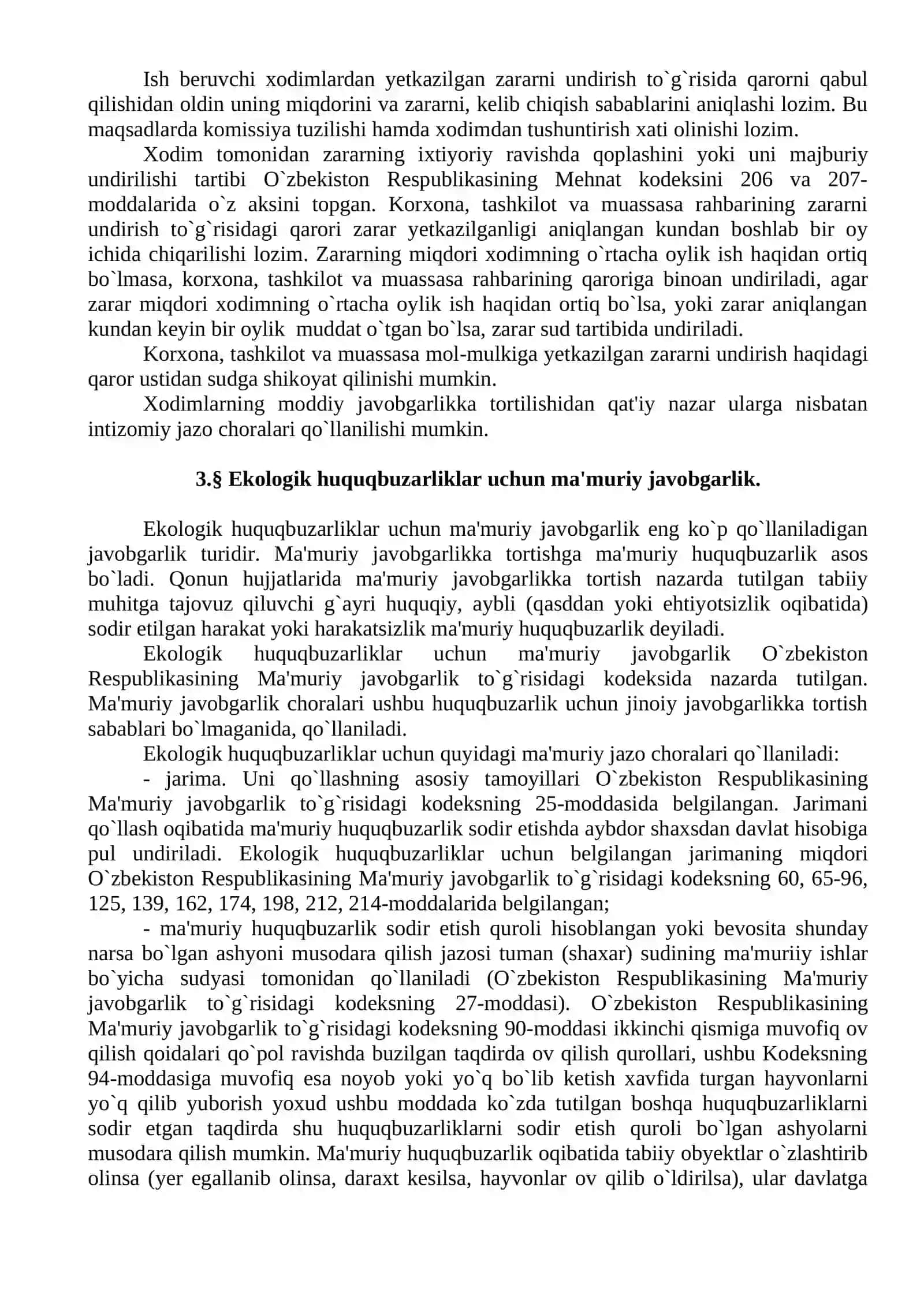 Ekologik qonun hujjatlarni buzganlik uchun javobgarlik 4