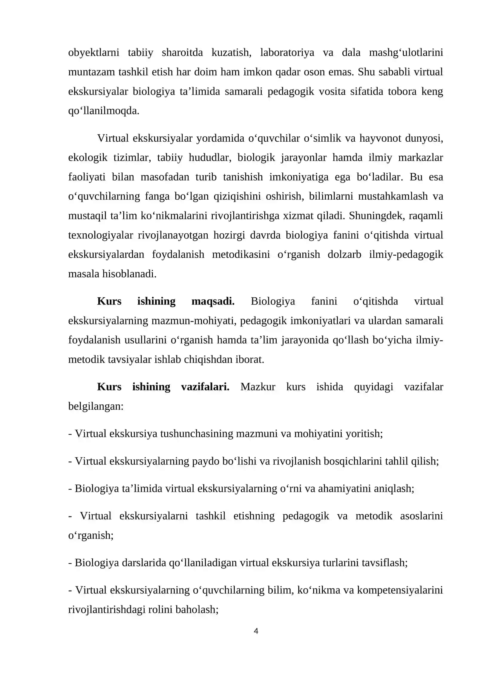 BIOLOGIYA FANIDAN VIRTUAL EKSKURSIYALAR KURS ISHI 4