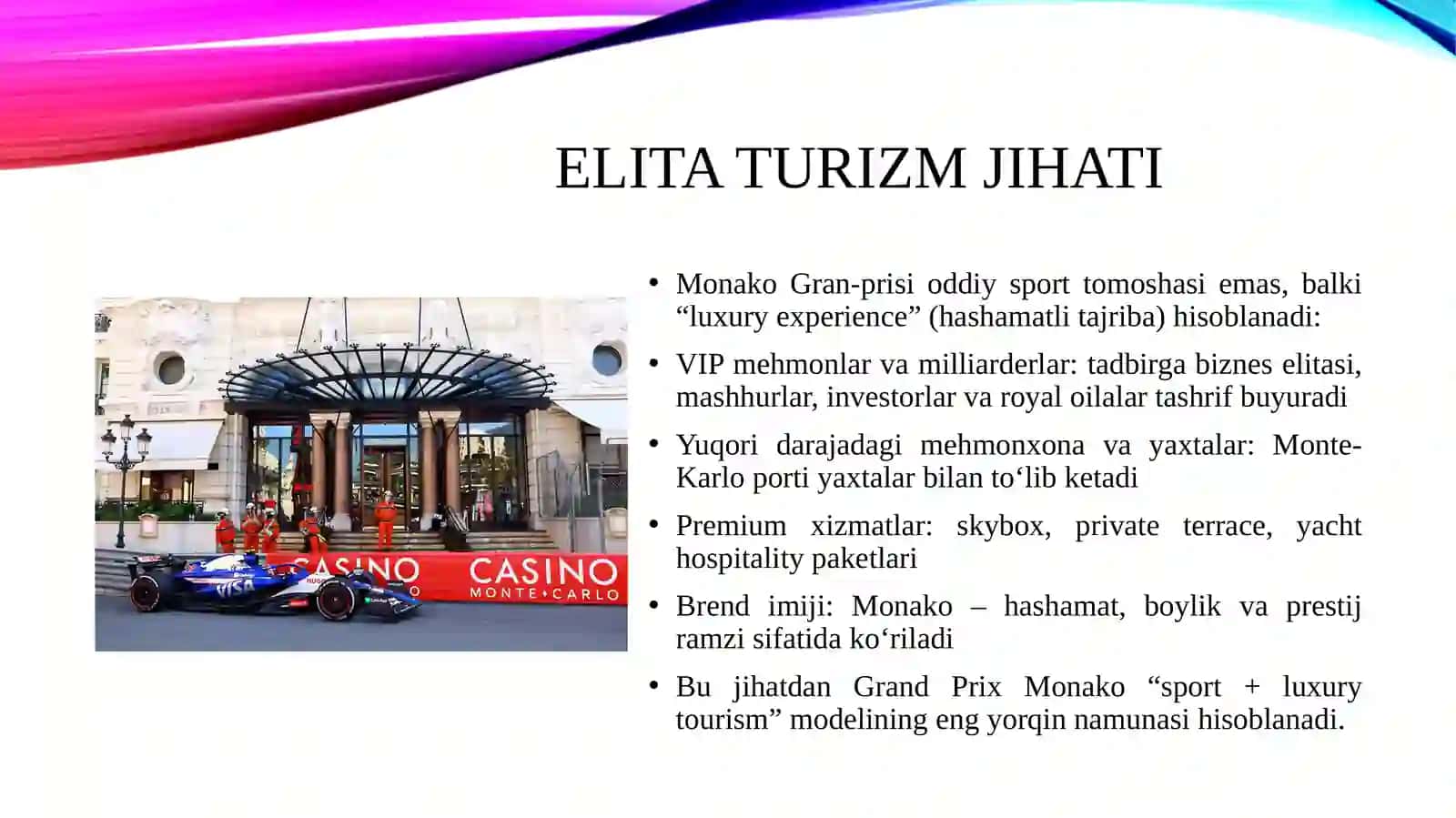 Formula 1 Grand Prix Monaco elita turizmi va biznes modeli 4