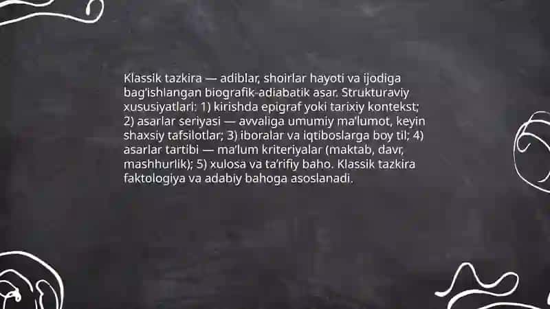Tazkira janr va uning zamonaviy kurinishlari 4