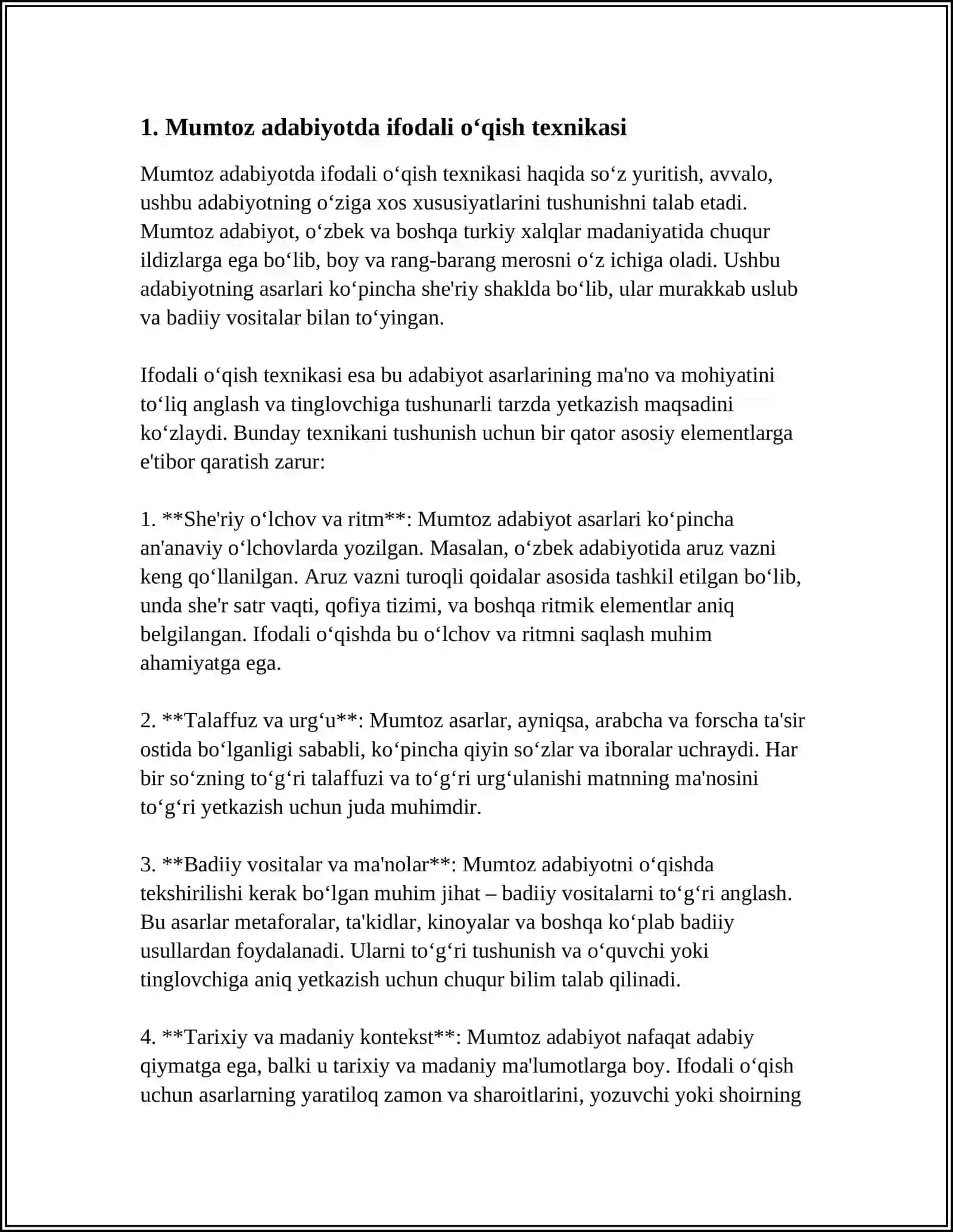 MUMTOZ ADABIYOT NAMUNALARINI IFODALI OʻQISH BOʻYICHA AUDOMATERIAL TAYYORLASH 4
