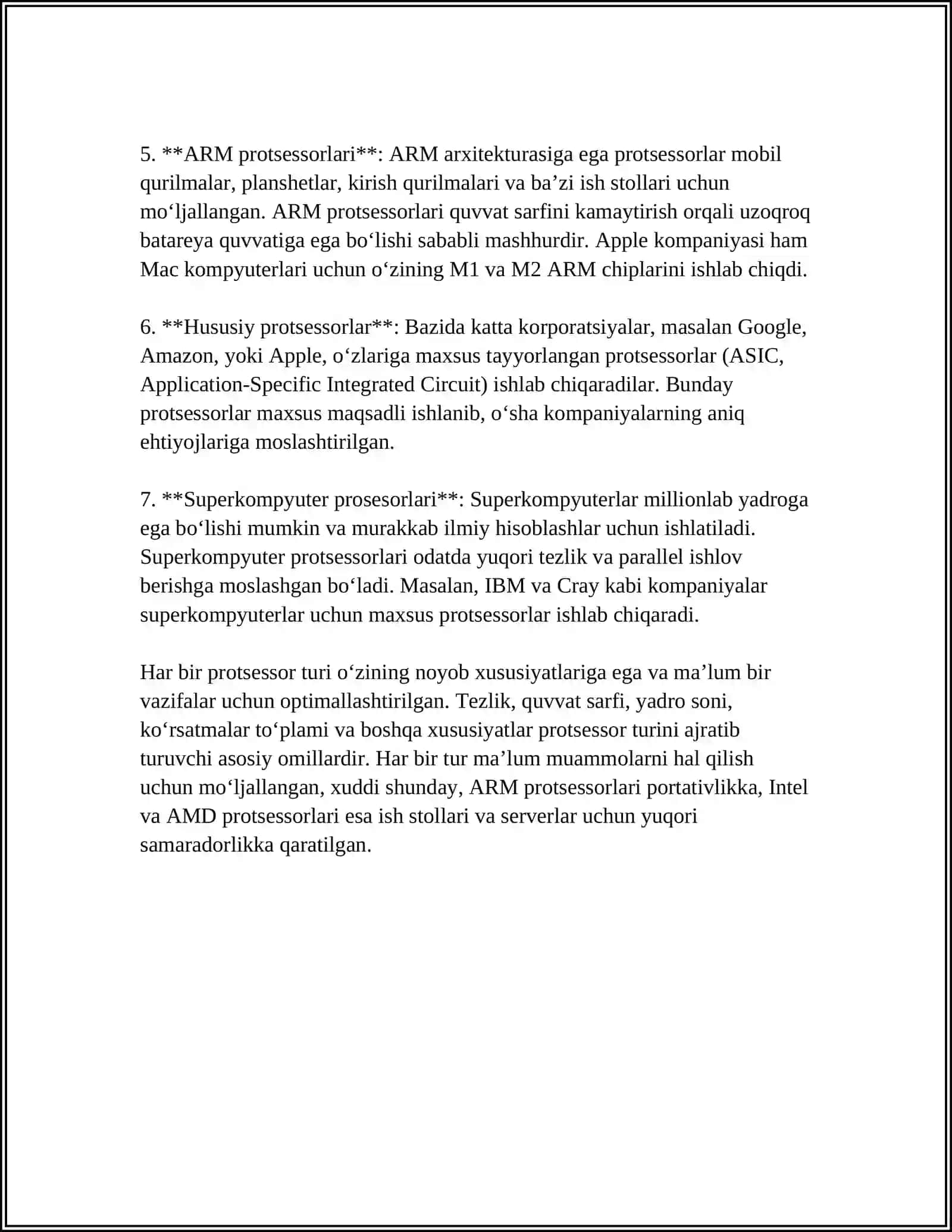 O‘RNATILGAN TIZIMLARDA QO‘LLANILADIGAN PROTSESSORLAR 4