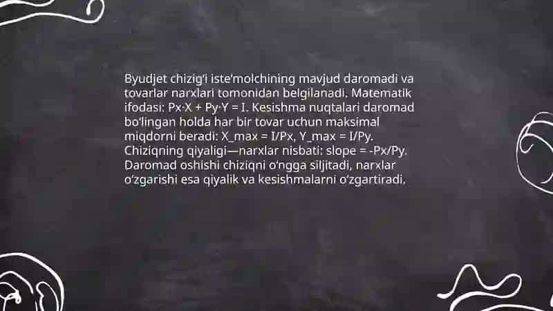 Byudjet cheklovi: ta’rif va matematik ifodasi 4