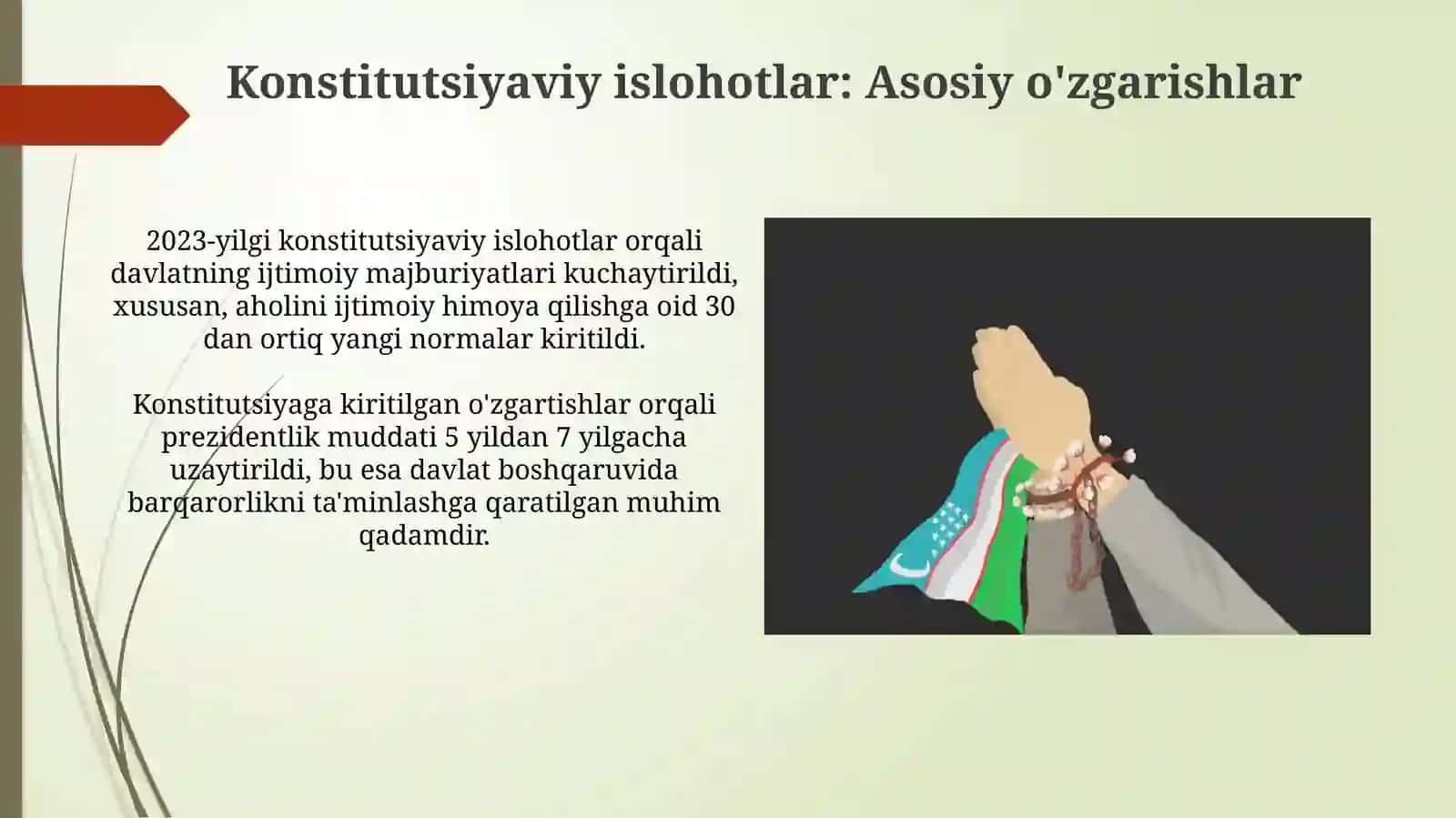 O'zbda domokratik fuqarolik jamiyati shakllanishi amalga oshirilgan siyosiy islohotlar 4