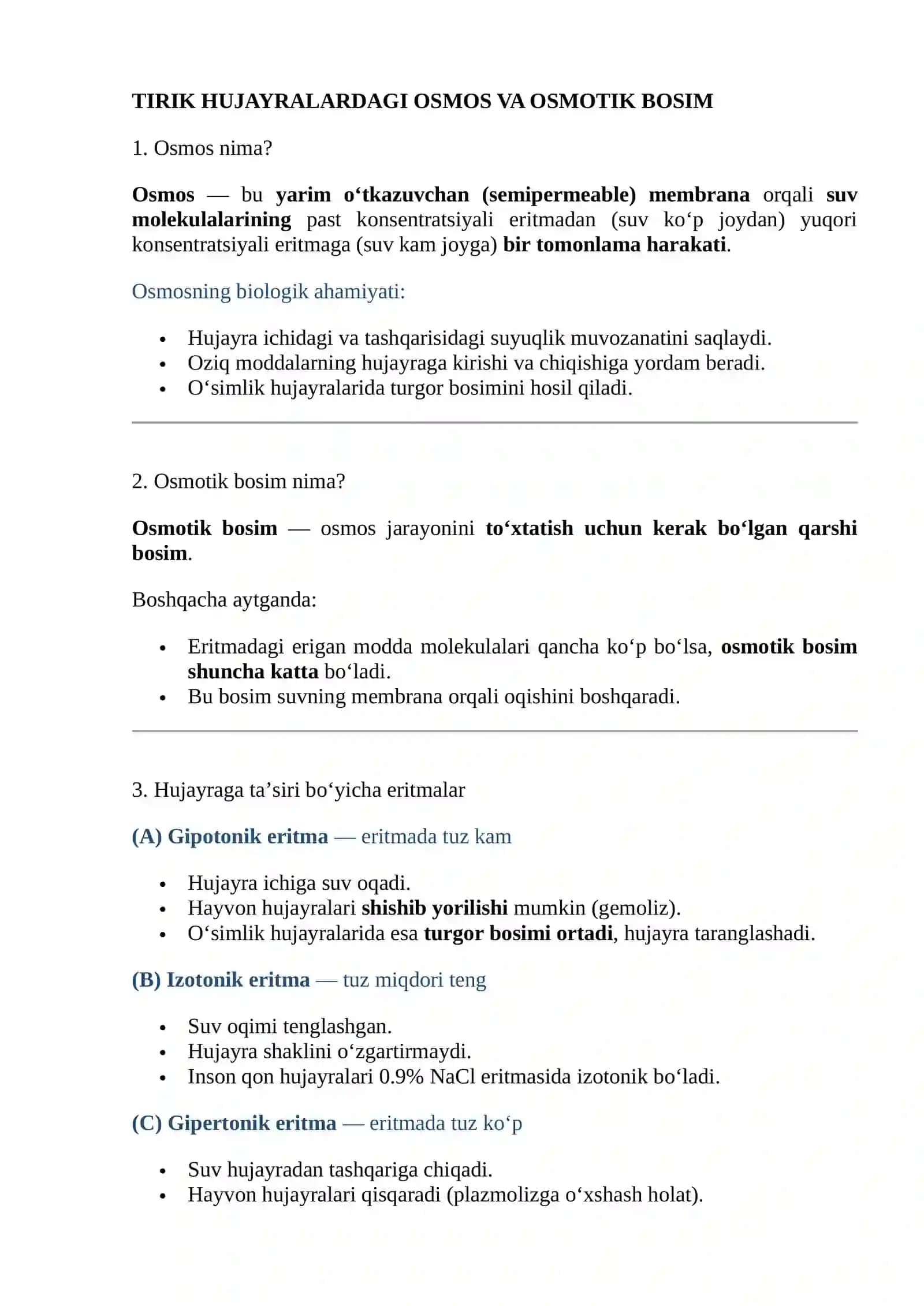 Biologik eritmaning osmotic va onkotik bosimlari 4
