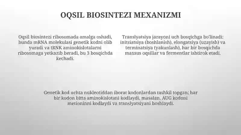 OQSIL BIOSINTEZIDA DNK VA RNKNI ROLI 4