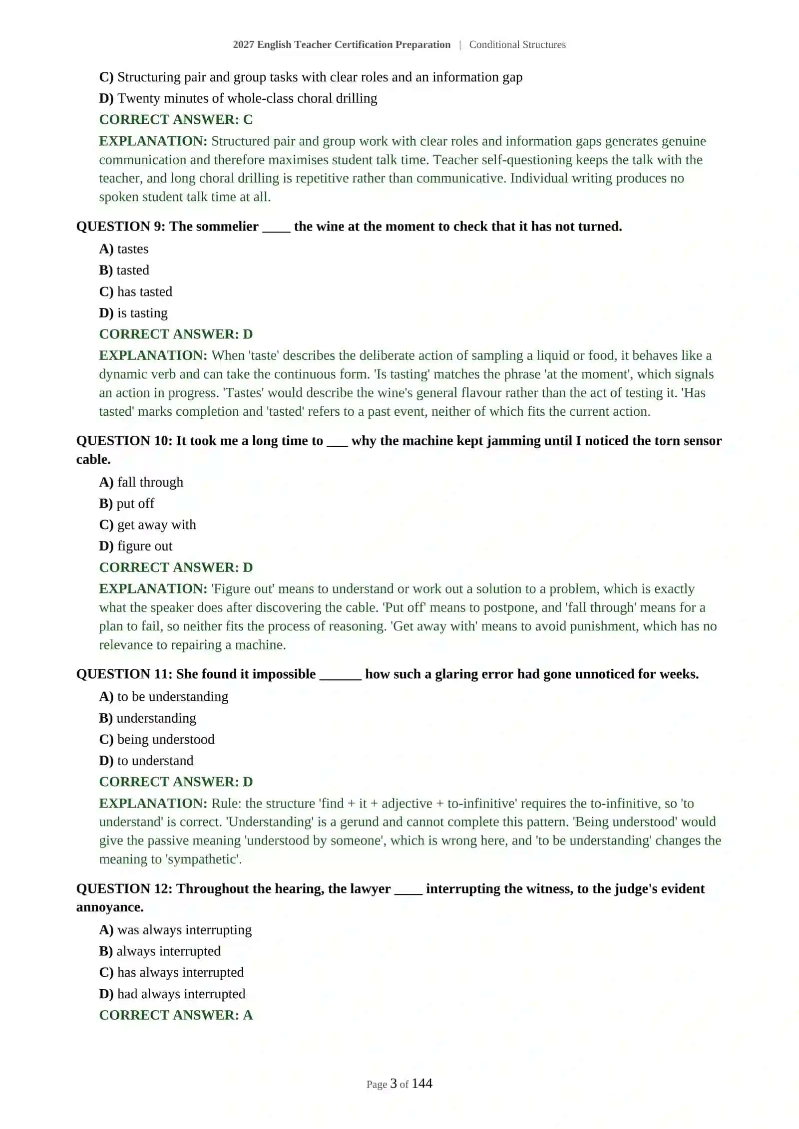 C1-C2 English Teacher Certification Preparation - Conditional Structures 4