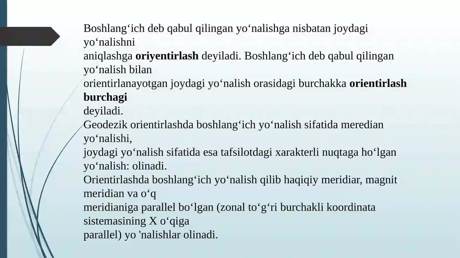 Topografik kartada oriyentirlash burchaklarini oʻlchash 4