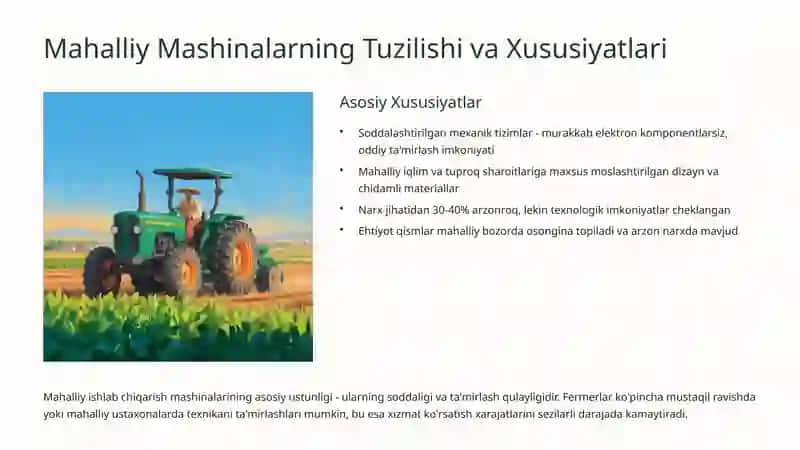 Chet El Mashinalari va Mahalliy Mashinalar: Qishloq Xo'jalik Mashinalarini Tuzilishi Bo'yicha Tahlil 4