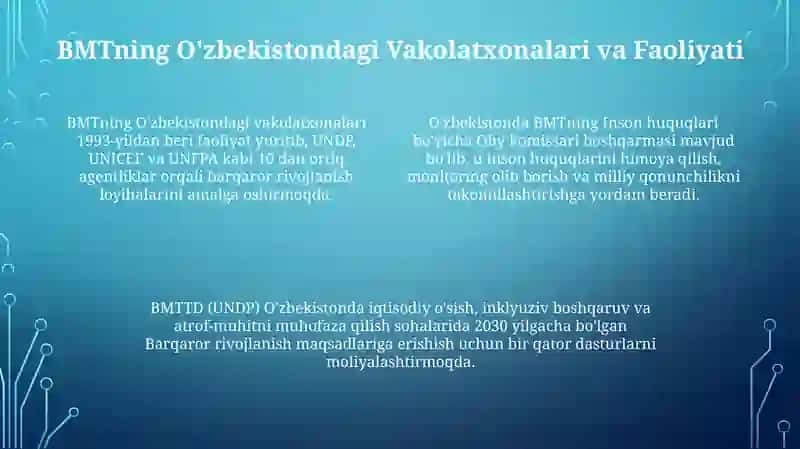 Oʻzbekistoning BMT bilan hamkorlik aloqalari 4