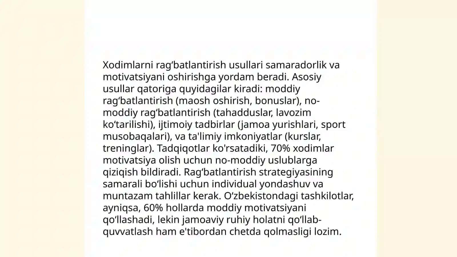 Temir yoʻl transportida mativlashtirish va ragʻbatlantirish 4