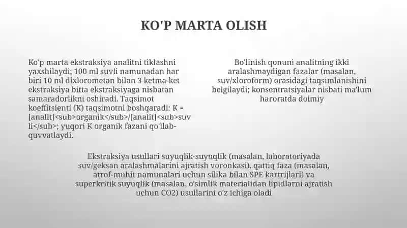 Taqsimlanish qonuni va ekstraksiya 4