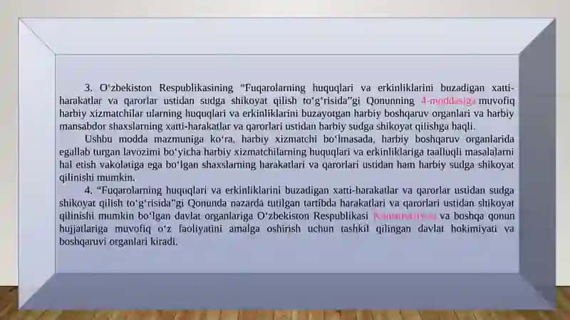 FUQAROLARNING HUQUQ VA ERKINLIKLARIGA TAJOVUZ QILADIGAN HUQUQBUZARLIKLAR UCHUN MA’MURIY JAVOBGARLIK. 4