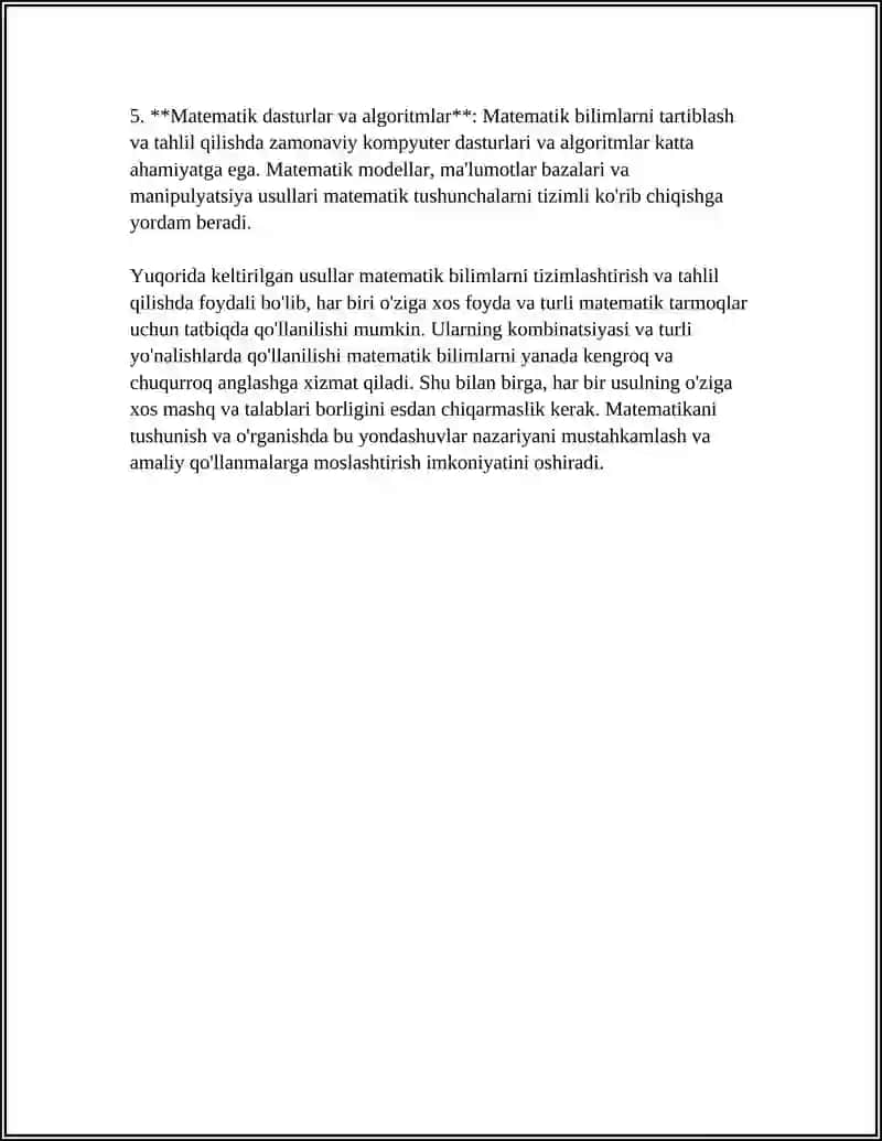 Sitora Mumoniva-ning Matematika kursi 4