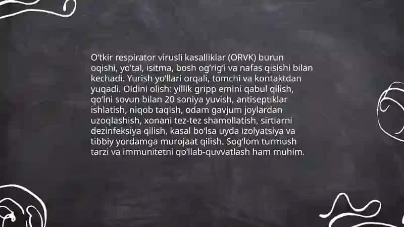 Kasalliklar. Gigiyena. Immunitet. Sogʻlom turmush tarzi. Karantin Muxammadova shohida 4