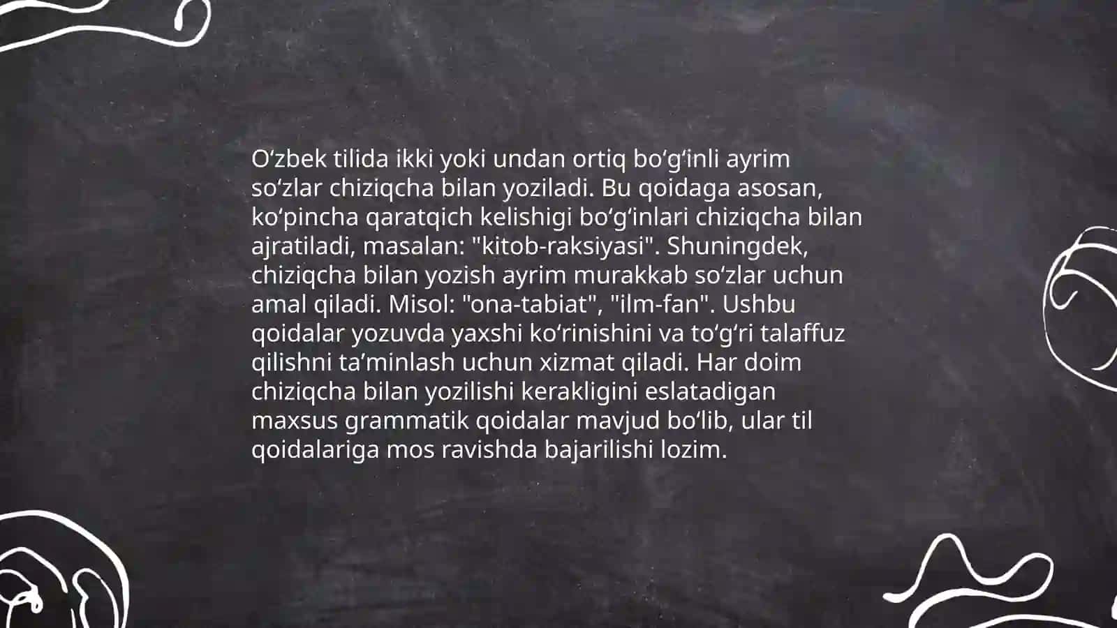 Qoʻshib yozish qoidalari.Chiziqcha bilan yozish qoidalari 4