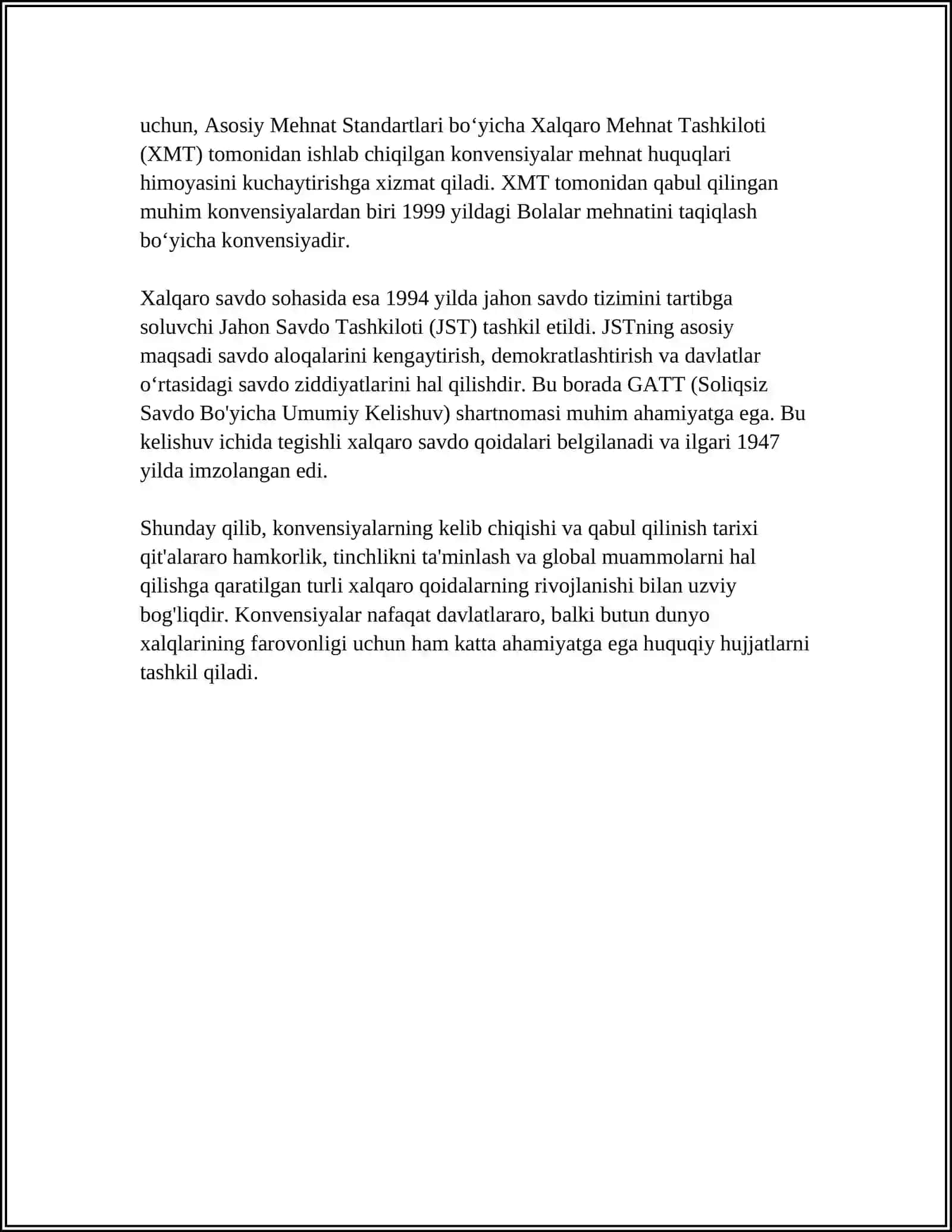 YUNESKO TASHKILOTINING BOLALAR HUQUQLARINI HIMOYA QILISH TOʻGʻRISIDAGI KONVENSIYA 4