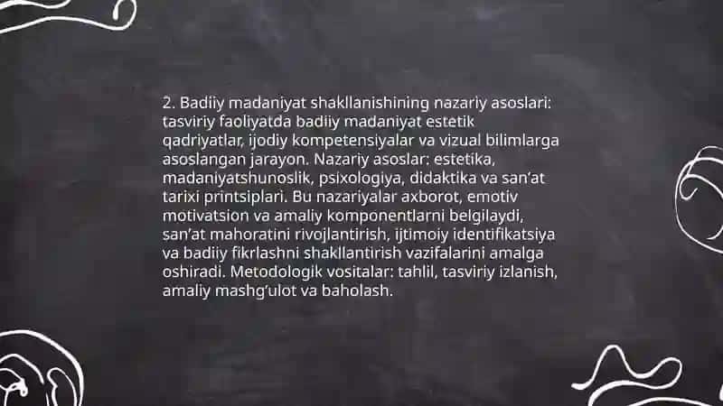 Tasviriy faoliyat badiiy madaniyat shakillanishining asosi 4