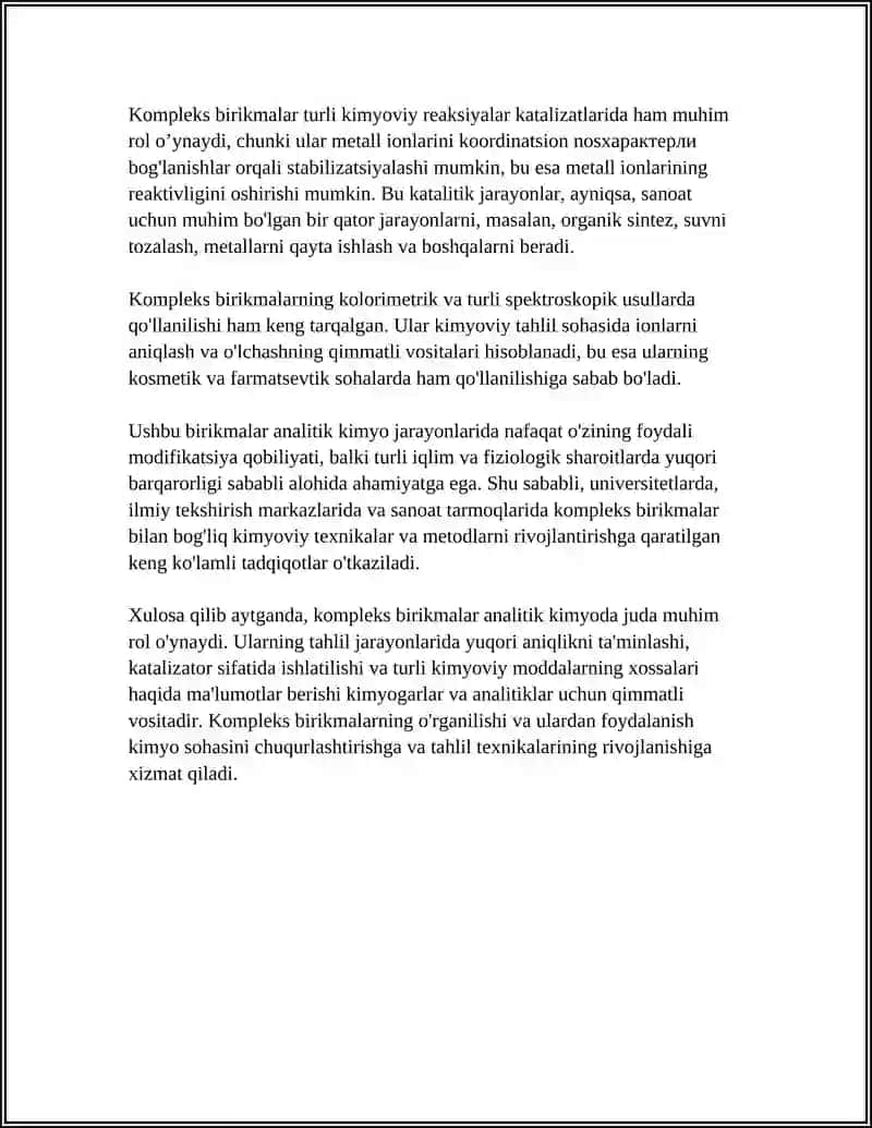 Kompleks birikmalarning analitik kimyodagi ahamiyati 4