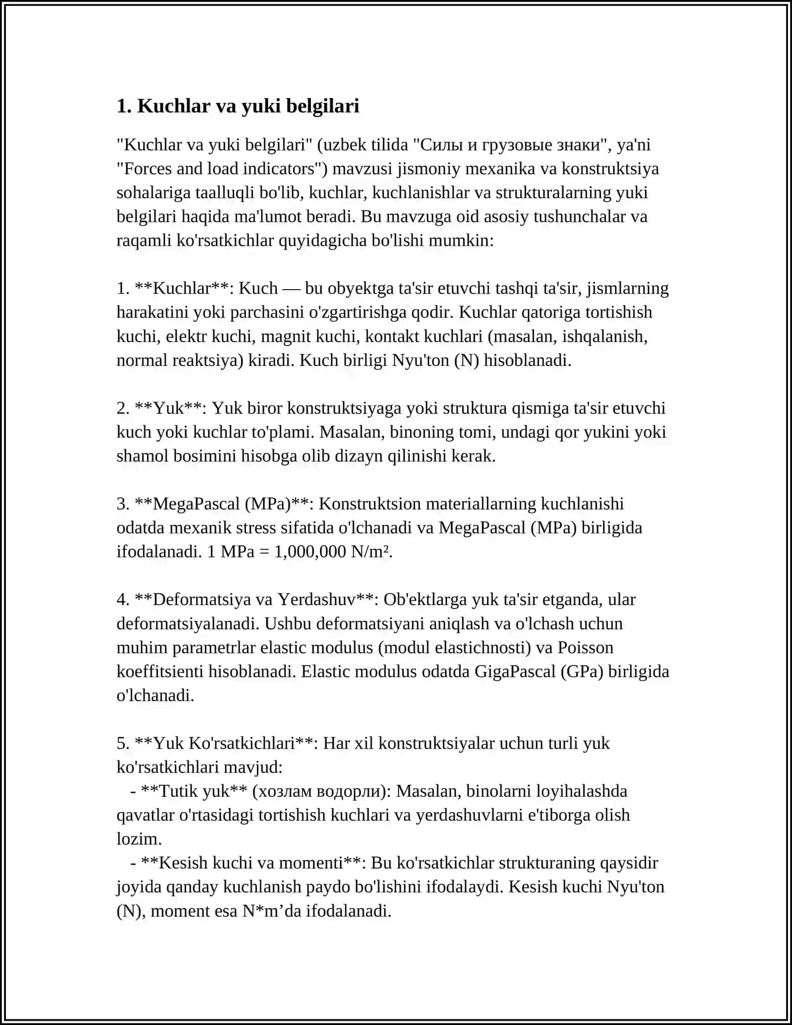 Kuchlar va yuki belgilari 4