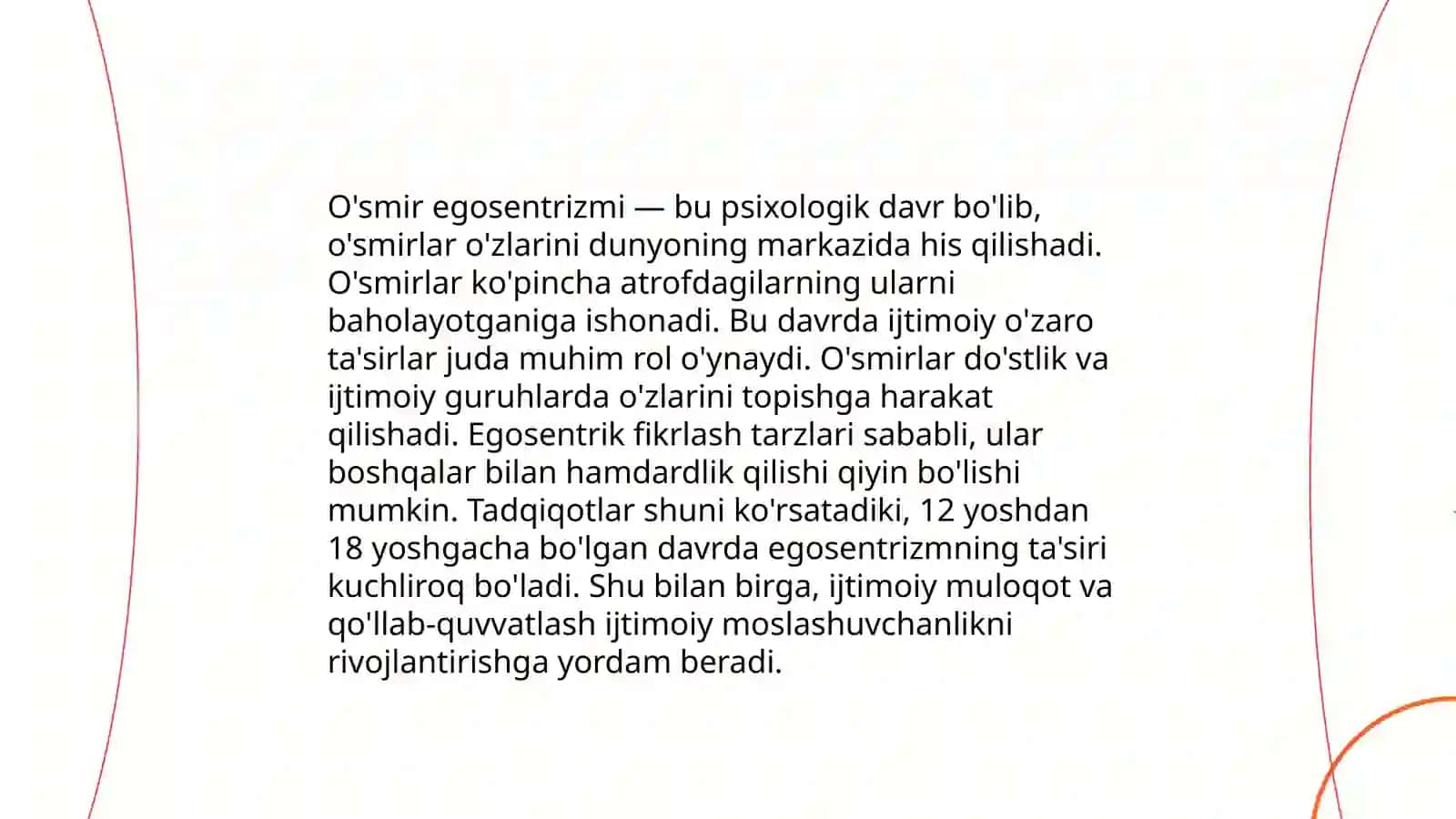 O’smirlik egosentrizmi 4