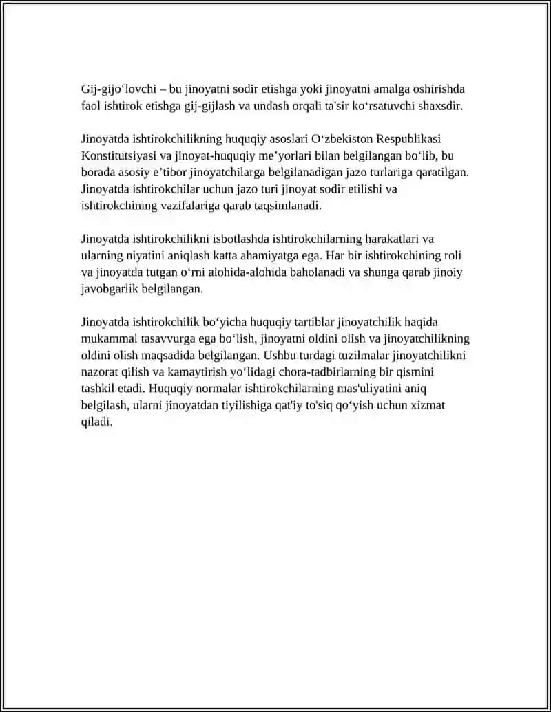 JINOYATDA ISHTIROKCHILIK TURLARI VA SHAKLLARI 4