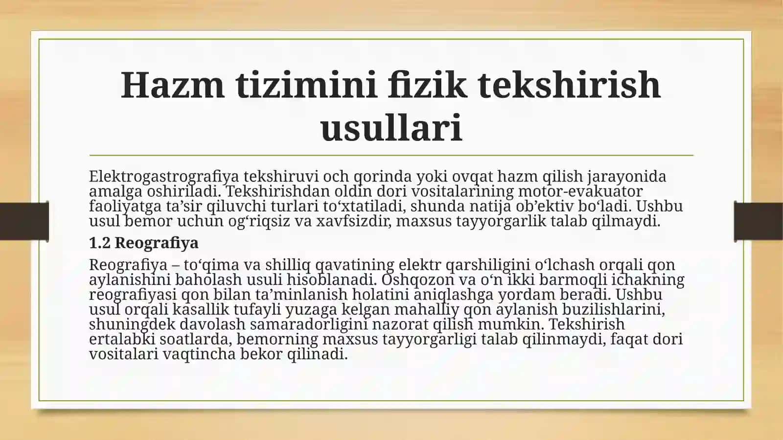 Hazmtizimini fizik tekshirish usullari va ularning interpretatsiyasi 4
