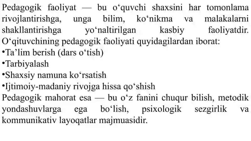 Hozirgi zamon o’qituvchisining pedagogik faoliyati 4