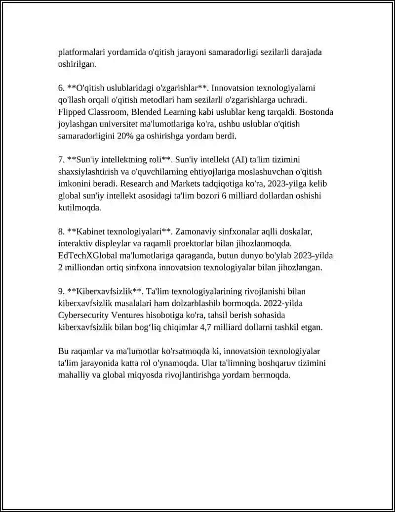UZLUKSIZ TA'LIM TIZIMIDA TA'LIM-TARBIYA JARAYONINI MODERNIZATSIYALASHNING ASOSIY YO'NALISHLARI 4